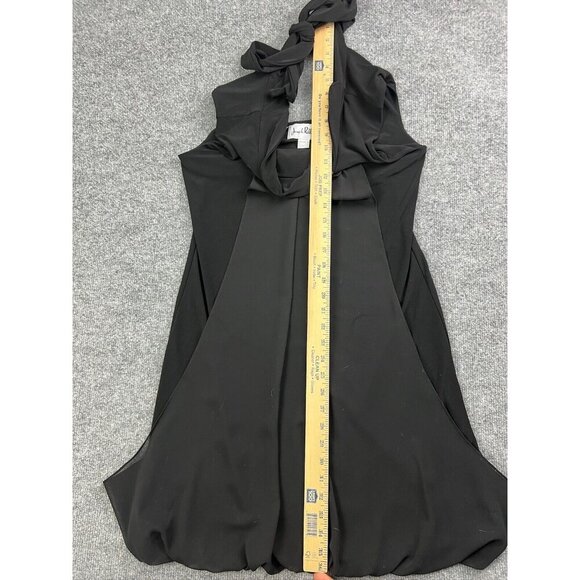 Joseph Rikkoff Sleeveless Dress Women's 6 Black Tie Neck Pleated Balloon Front - Picture 5 of 8